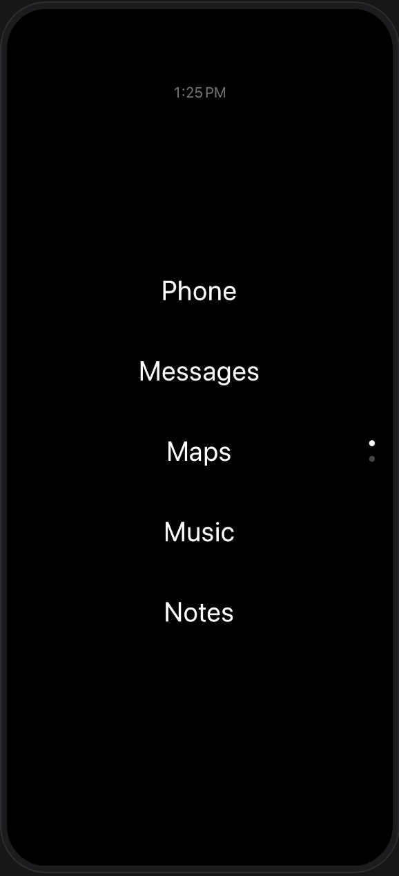 Blank Phone home screen showing Phone, Messages, Maps, Music, Notes